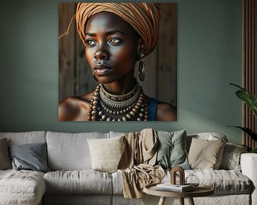 Porträt einer afrikanischen Frau mit authentischem Schmuck. von J.a Dijkstra