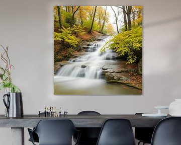 ein sprudelnder Wasserfall im Wald. von J.a Dijkstra