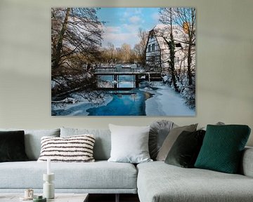 Winteridylle bij de Elsebrücke brug in Bünde van Momentaufnahme | Marius Ahlers
