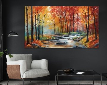 Painting autumn forest