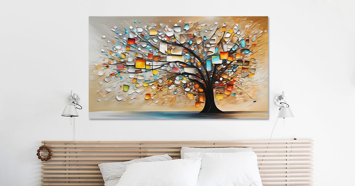 Schilderij boom abstract van WeLoveArt op canvas, behang en meer