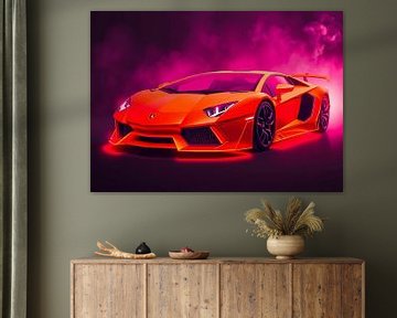 Lamborghini Aventador gloeiend oranje neon van MIROKKU