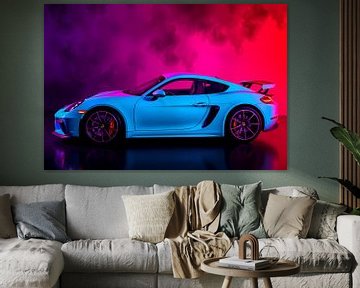 Porsche 718 Cayman GT4 White Neon by MIROKKU