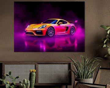 Porsche 718 Cayman GT4 Yellow Neon by MIROKKU