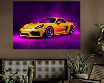 Porsche 718 Cayman GT4 Yellow Neon 2 by MIROKKU