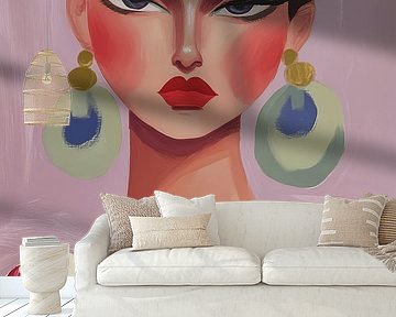 Kleurrijk modern en abstract portret van Carla Van Iersel