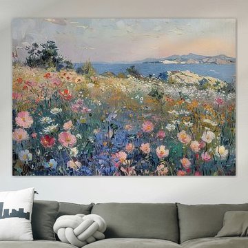 Wildflowers Vintage Lake Pastel Impressionism by Niklas Maximilian