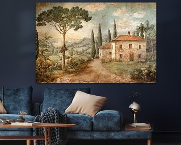 Peinture murale de la campagne italienne
