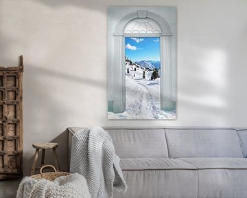 Boog met uitzicht op het winterlandschap van Rofan van SusaZoom
