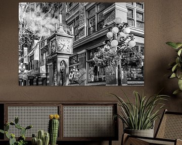 Historische Gastown Steam Clock in Vancouver | Monochrom