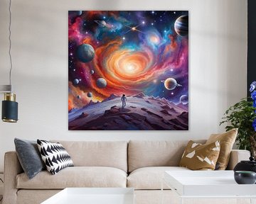 Cosmic Nebula with Astronaut - A Colour Spectacle in Space by DesignByDessie