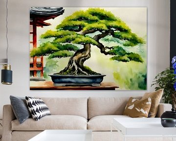 Bonsai boom aquarel schilderij van BRZ999
