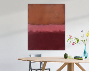 Oranje, roze, donkerrood. Abstract schilderij in neon gloeiende kleuren. van Dina Dankers