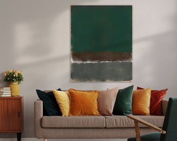 Groen, bruin, grijs. Kleurenveldschilderij geïnspireerd door Mark Rothko. van Dina Dankers