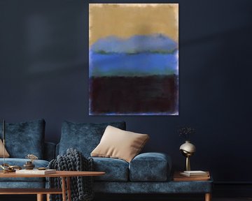 Oker, blauw, zwart. Kleurenveldschilderij geïnspireerd door Mark Rothko. van Dina Dankers