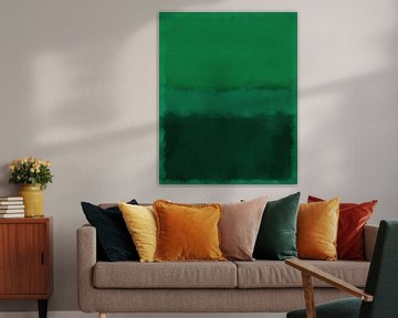 Groen. Abstract schilderij in rijke donkere kleuren. van Dina Dankers