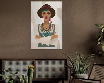 Woman with hat and chains in bohemian style by Yke de Vos
