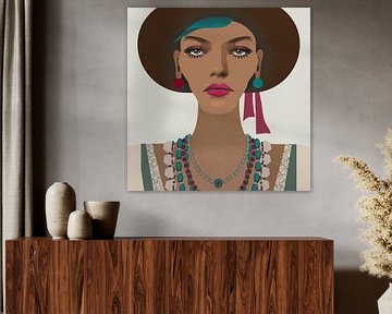 Woman with hat and chains in bohemian style by Yke de Vos