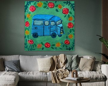 Vintage Citroën Bus mit Blumen H HY