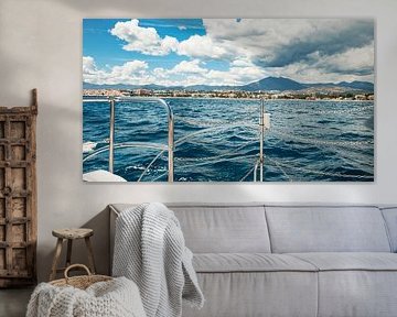 Sun-drenched Paradise: View from a Boat on a Spanish Bay by ByLulu