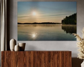 Lever de soleil sur un lac en Suède, à l'aube sur Martin Köbsch