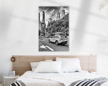 NYC street scene with Woolworth Building | Monochrome