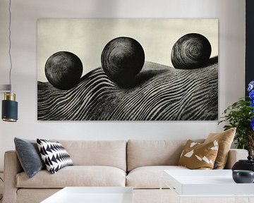 landschap van abstracte hooibalen van Franka Poulain