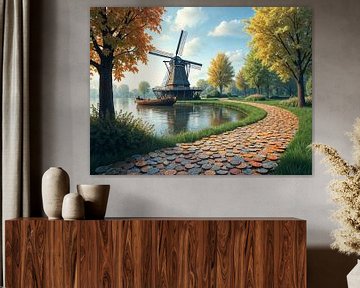 Hollands landschap met pad van geld van Basahen