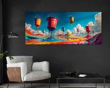 Floating buckets - The dance of colours
