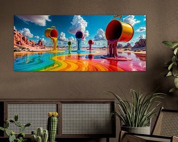 Een vloed van kleur in de woestijn - Een nieuwe horizon van Klaus Tesching - Art-AI
