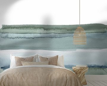 Aquarell blau-grün gestreift