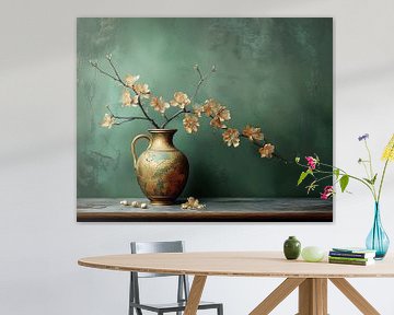 Elegant Stilleven schilderij: Vaas met amandelbloesem van Studio Pieternel
