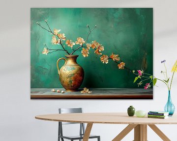Elegant Stilleven schilderij: Vaas met amandelbloesem van Studio Pieternel