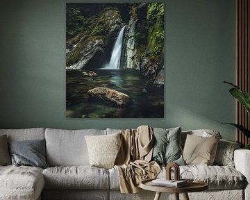Waterval in Nieuw-Zeeland van Jip van Bodegom