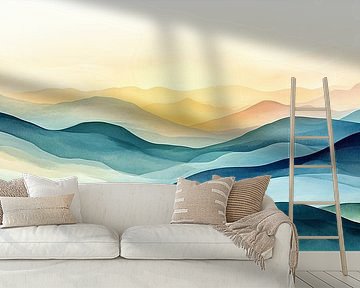 Abstract Berglandschap in Blauw