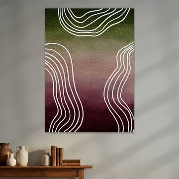 Intemporel - motif abstrait olive/bordeaux