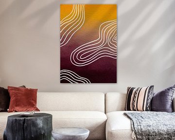 Tijdloos - abstract patroon aubergine/oranje van Atelier Nadine