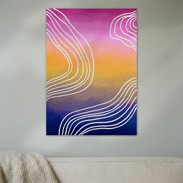 Intemporel - motif abstrait coloré jaune/rose/bleu