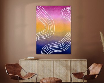 Tijdloos - abstract patroon kleurrijk geel/roze/blauw van Atelier Nadine