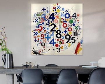 Abstract kunstwerk met cijfers & wiskunde symbolen van Basahen