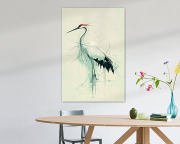 Kraanvogel in Etherische Lijnen van Eva Lee