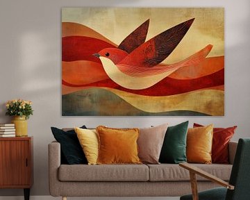 Vliegende Vogel in Warme Abstractie van Eva Lee