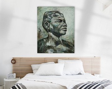 Een portret van Nelson Mandela, een krachtig borstbeeld van Linda Dammann