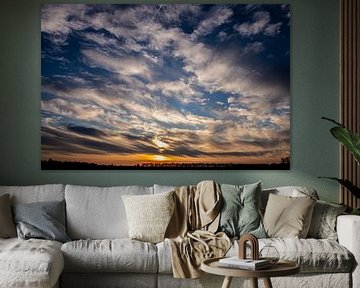 Dark Clouds over Drente at a setting sun. by Brian Morgan