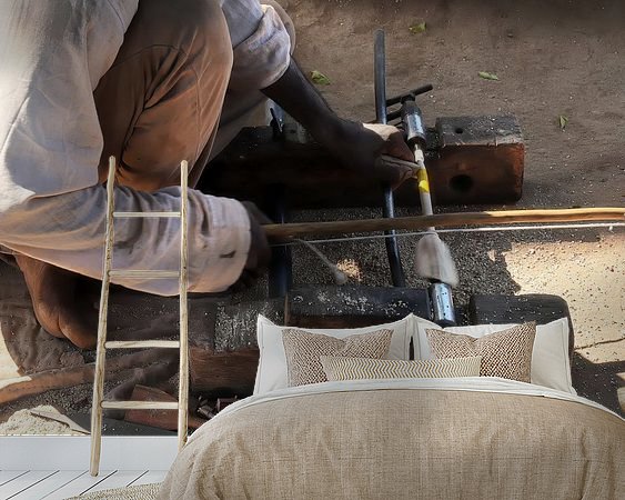 Voorbeeld van het werk in een kamer