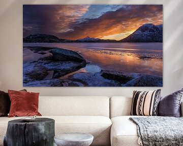 Lofoten Sonnenuntergang in der Bucht von Harald Marchhart