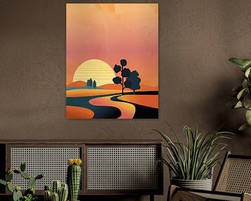 Bomen bij zonsondergang 2 van Tanja Udelhofen
