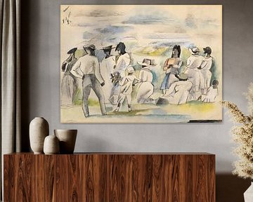 Jules Pascin, Group of figures with boy holding flowers by Atelier Liesjes