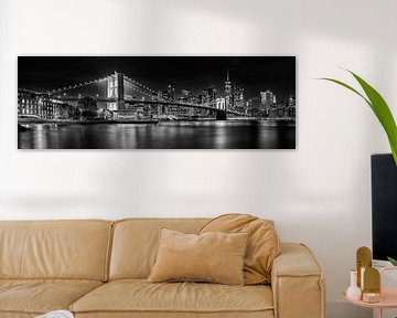 Magnificent NYC skyline from the waterfront in Brooklyn | Monochrome Panoramic