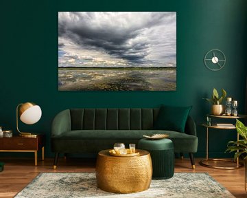 Federsee shoreline landscape with dark clouds by BlattArt - Christine Horn